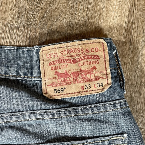 Levis Men's 569 Loose Straight Denim ‎ Cutoff Shorts Size 33 Jorts Dark Wash - Picture 11 of 15